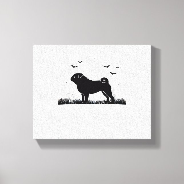 Impressão Em Tela Cachorro - Silhueta de Lua Halloween Clássica T-Sh (Frente)