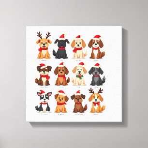 Impressão Em Tela Cachorros de Natal Engraçados Amantes de Cães Nata