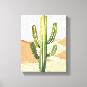 Impressão Em Tela Cacto do Deserto   Cactos Verdes Aquarela