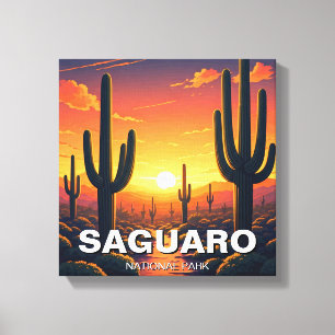 Impressão Em Tela Cactos no Parque Nacional Saguaro Lembrança