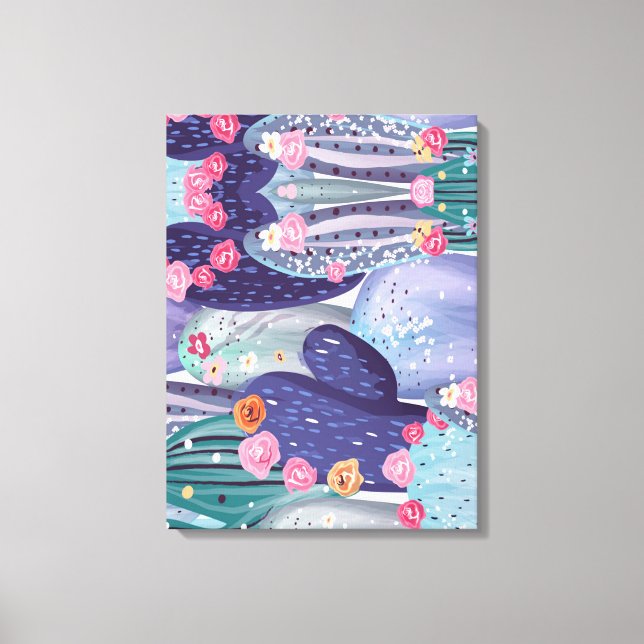 Impressão Em Tela Cactus - Padrão Colorida Watercolor (Frente)