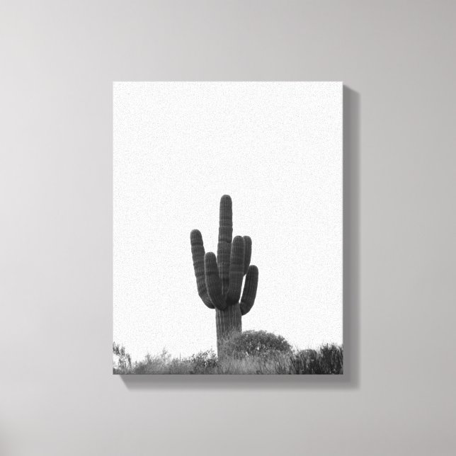 Impressão Em Tela Cactus Saguaro Preto e Branco no Topo da Colina 11 (Frente)