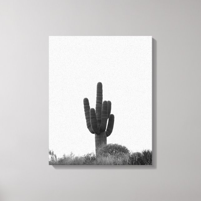 Impressão Em Tela Cactus Saguaro Preto e Branco no Topo da Colina 16 (Frente)