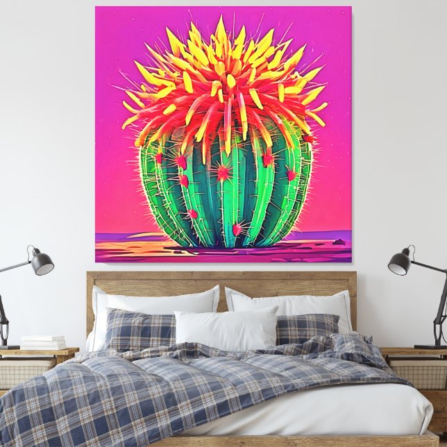 Impressão Em Tela Cactus Vibrante (Insitu(Quarto))