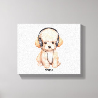 Impressão Em Tela Cães com Fones de ouvido