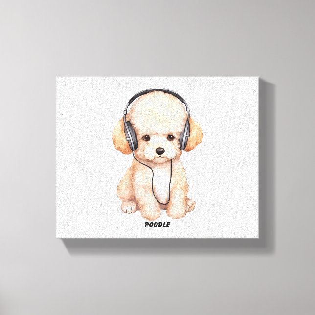 Impressão Em Tela Cães com Fones de ouvido (Frente)