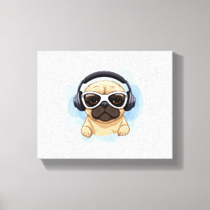 Impressão Em Tela Cães com Fones de ouvido 2