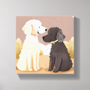 Impressão Em Tela Cães Fofos Pintura em Aquarela de Animal de Esti