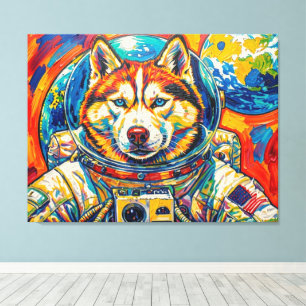 IMPRESSÃO EM TELA CÃES NO ESPAÇO-HUSKY 3