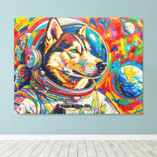 IMPRESSÃO EM TELA CÃES NO ESPAÇO-HUSKY 4
