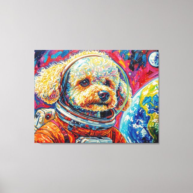 IMPRESSÃO EM TELA CÃES NO ESPAÇO-POODLE 10 (Frente)