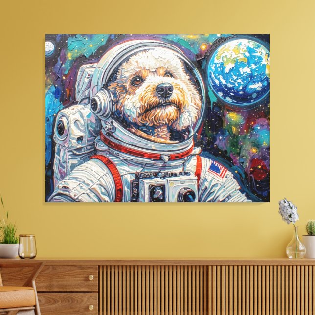 IMPRESSÃO EM TELA CÃES NO ESPAÇO-POODLE 21 (Insitu(Sala de estar))