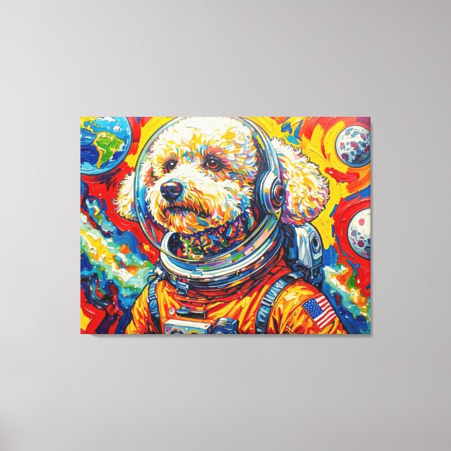 IMPRESSÃO EM TELA CÃES NO ESPAÇO-POODLE 7 (Frente)
