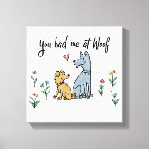 Impressão Em Tela Cães no Jardim III  Você Me Teve No Woof