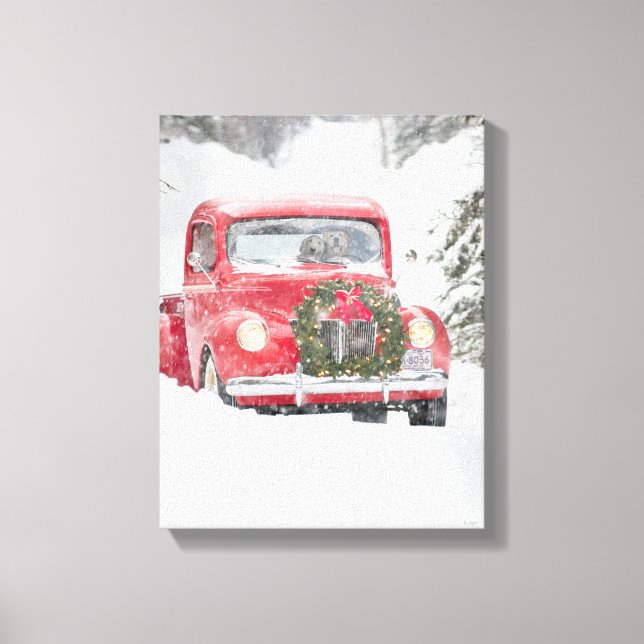 Impressão Em Tela Cães num Caminhão (Frente)