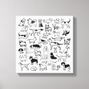 Impressão Em Tela Cães Pretos e Brancos Várias Raças de Cães