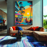 Impressão Em Tela Café à Beira-Mar de Pop Art ao Pôr do Sol<br><div class="desc">Relaxe-se na energia vibrante de uma noite tropical com esta ousada arte pop que apresenta um café à beira-mar ao pôr do sol. As cores vivas e o estilo retrô inspirado capturam a essência do lazer à beira-mar e do charme tropical. Perfeito para fãs de pop art, vibrações de verão...</div>