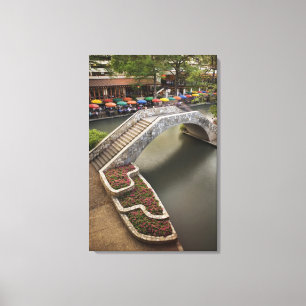Impressão Em Tela Café ao ar livre ao longo da River Walk e ponte so