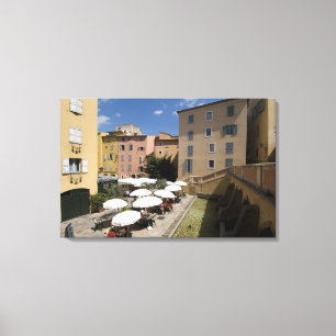Impressão Em Tela Café ao ar livre, Place de l'Eveche, Grasse,