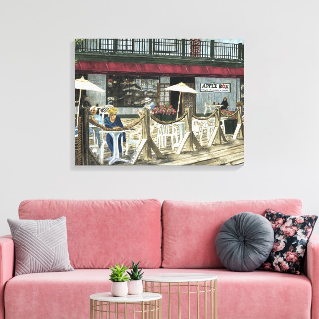 Impressão Em Tela Café Aquarela De Maçã Antigo, Petaluma+Calif, (Insitu(Sala de estar))