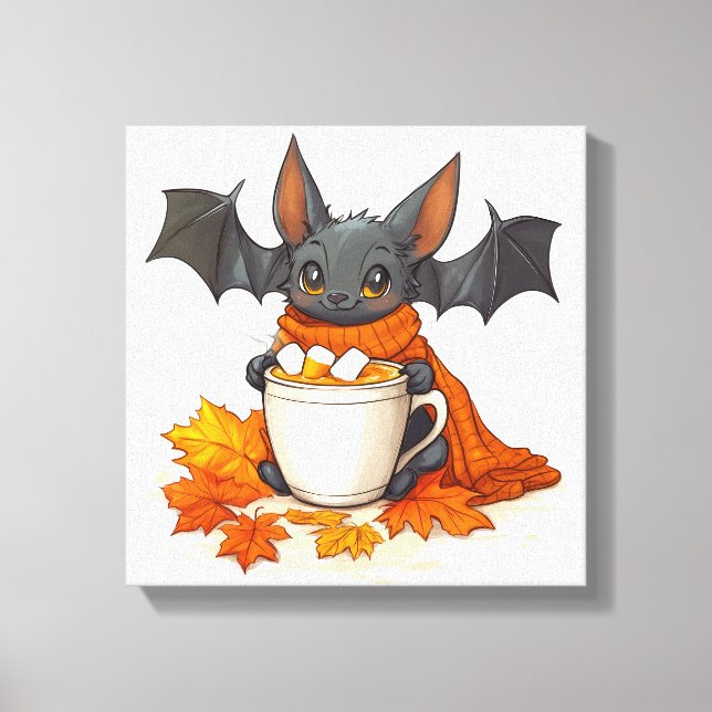 Impressão Em Tela Café com Abóbora de Vampiro (Frente)