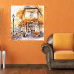 Impressão Em Tela Café do Cantinho do Outono Watercolor<br><div class="desc">Arte de parede de canvas apresentando uma ilustração aquarela de um café de canto em um dia de outono com folhagem de outono pendurada no café com árvores ao redor e construindo em cores de queda quente. Mostrado em um tamanho personalizado - 16, 56 x 17, 30 para fins de...</div>