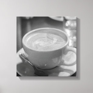 Impressão Em Tela Café/Latte Com Colher - Foto Preto e Branco