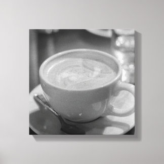 Impressão Em Tela Café/Latte Com Colher - Foto Preto e Branco