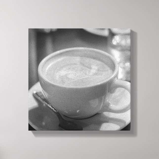 Impressão Em Tela Café/Latte Com Colher - Foto Preto e Branco (Frente)