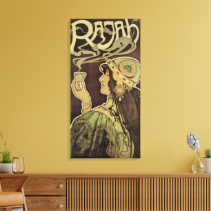 Impressão Em Tela Café Rajah Art Nouveau Vintage, Mulher com Café