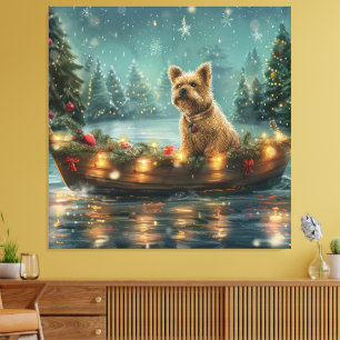 Impressão Em Tela Cairn Terrier Viagem Festiva de Natal