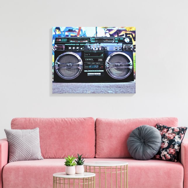 Impressão Em Tela Caixa de Introdução - Áudio Vintage (Insitu(Sala de estar))
