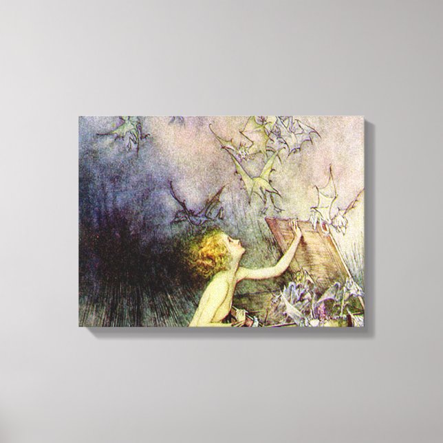 Impressão Em Tela Caixa de Pandora de Arthur Rackham (Frente)