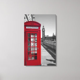 Impressão Em Tela Caixa de telefone vermelha de Big Ben