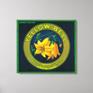 Impressão Em Tela Caixa LabelLewiston de Bell Apple amarela,