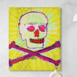 Impressão Em Tela Calavera Caveira Escaveira NFT Arte Amarelo Verde
