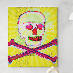 Impressão Em Tela Calavera Caveira Escaveira NFT Arte Amarelo Verde
