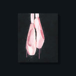 Impressão Em Tela Calçados de Balé rosa pop<br><div class="desc">Uma pintura digital texturizada de delicados calçados de ponta rosa com arranhões,  salpicos e pingos. O fundo é uma textura áspera em uma tonalidade aqua escura.</div>