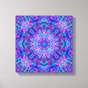 Impressão Em Tela Caleidoscópio roxo & azul do Fractal do vintage