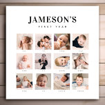 Impressão Em Tela Calendário de Fotografia de Manutenção do Primeiro<br><div class="desc">Lembre-se do primeiro ano do seu bebê com esta moderna colagem de fotos minimalista. Simples layout de 12 fotos para cada mês do início da vida do seu recém-nascido. Fazer é um belo presente para novos pais,  avós ou outros familiares se agarrarem a esses primeiros momentos especiais.</div>