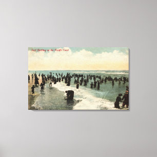 Impressão Em Tela CaliforniaCrowds Nadando na Costa do Pacífico