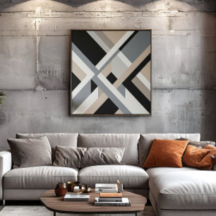 Impressão Em Tela Camadas Neutras Abstratas Modernas 3D