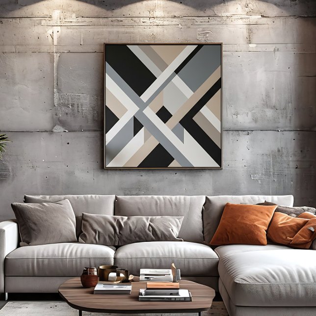 Impressão Em Tela Camadas Neutras Abstratas Modernas 3D (Criador carregado)