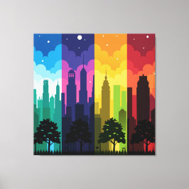 Impressão Em Tela Camadas Silhouette de Paisagem Cityscape