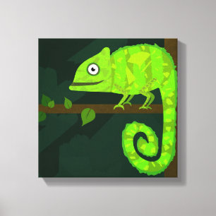 Impressão Em Tela Camaleão verde fofo