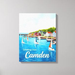 Impressão Em Tela Camden, Maine – Barcos à Vela & Portos aquarela