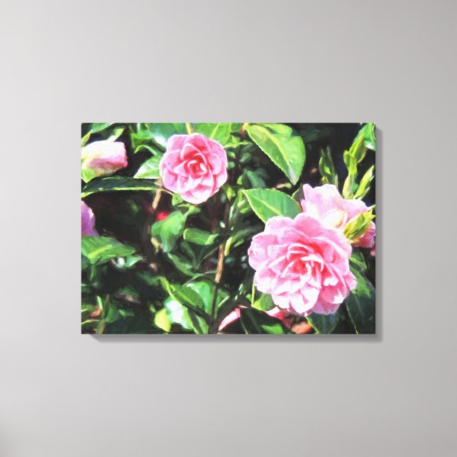 Impressão Em Tela Camellias cor-de-rosa Pintura digital pintura Canv (Frente)