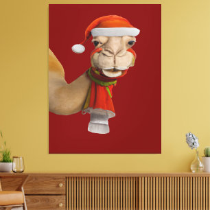 Impressão Em Tela Camelo Bonito Adorável Vestindo o Natal