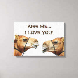 Impressão Em Tela Camelos Beijando Lona Engraçada Enrolada