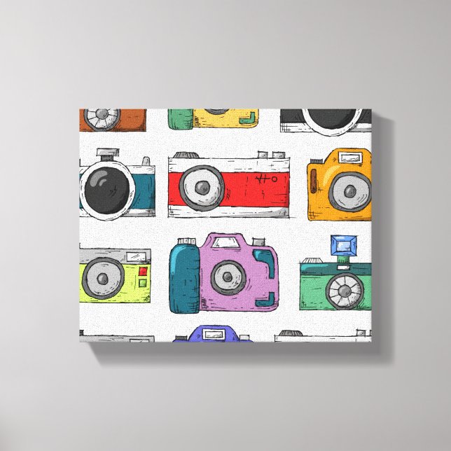 Impressão Em Tela Câmeras Vintage (Frente)